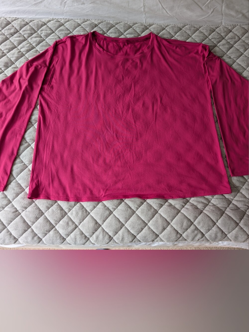 Crz Yoga Lightweight Oversized Fit Long Sleeve Top, Hot Pink, Size Medium